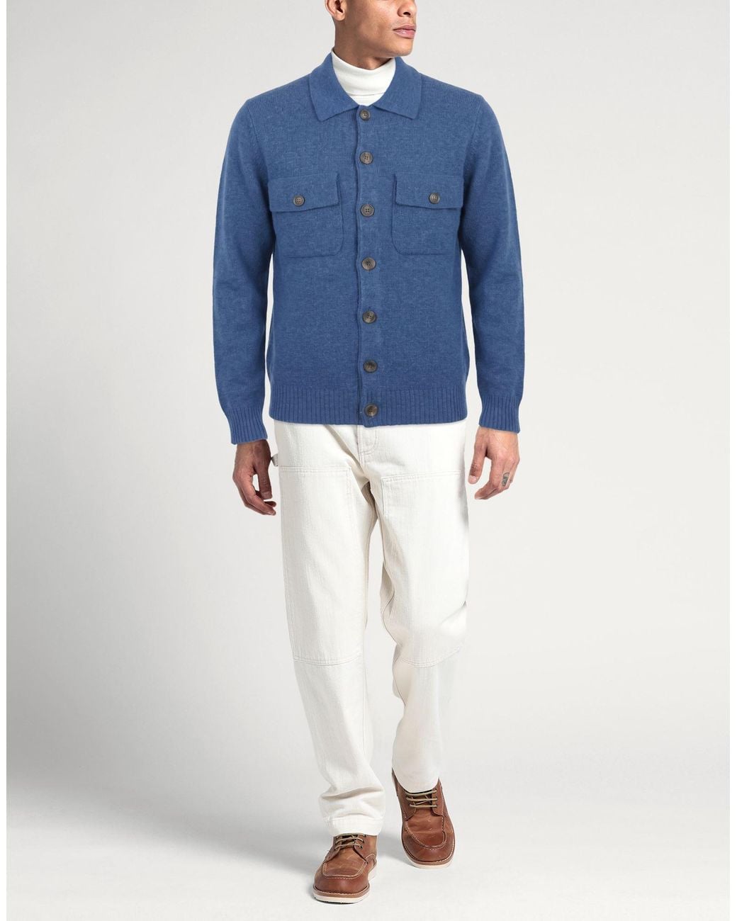 Retois Blue Slate Cardigan Wool, Polyamide for men