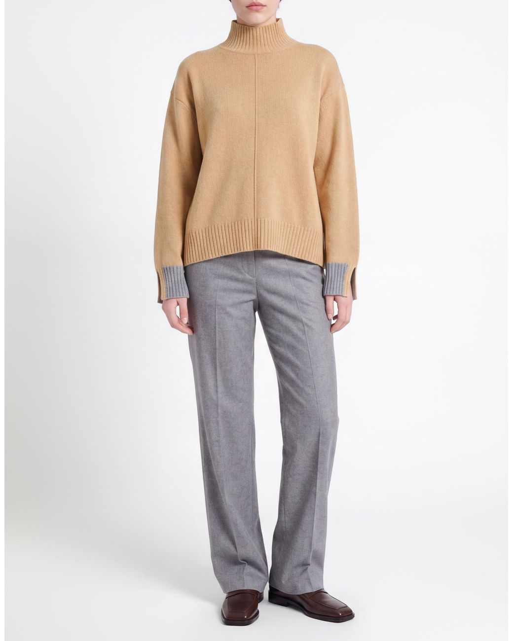 Lorena Antoniazzi Natural Sand Turtleneck Virgin Wool, Cashmere, Silk