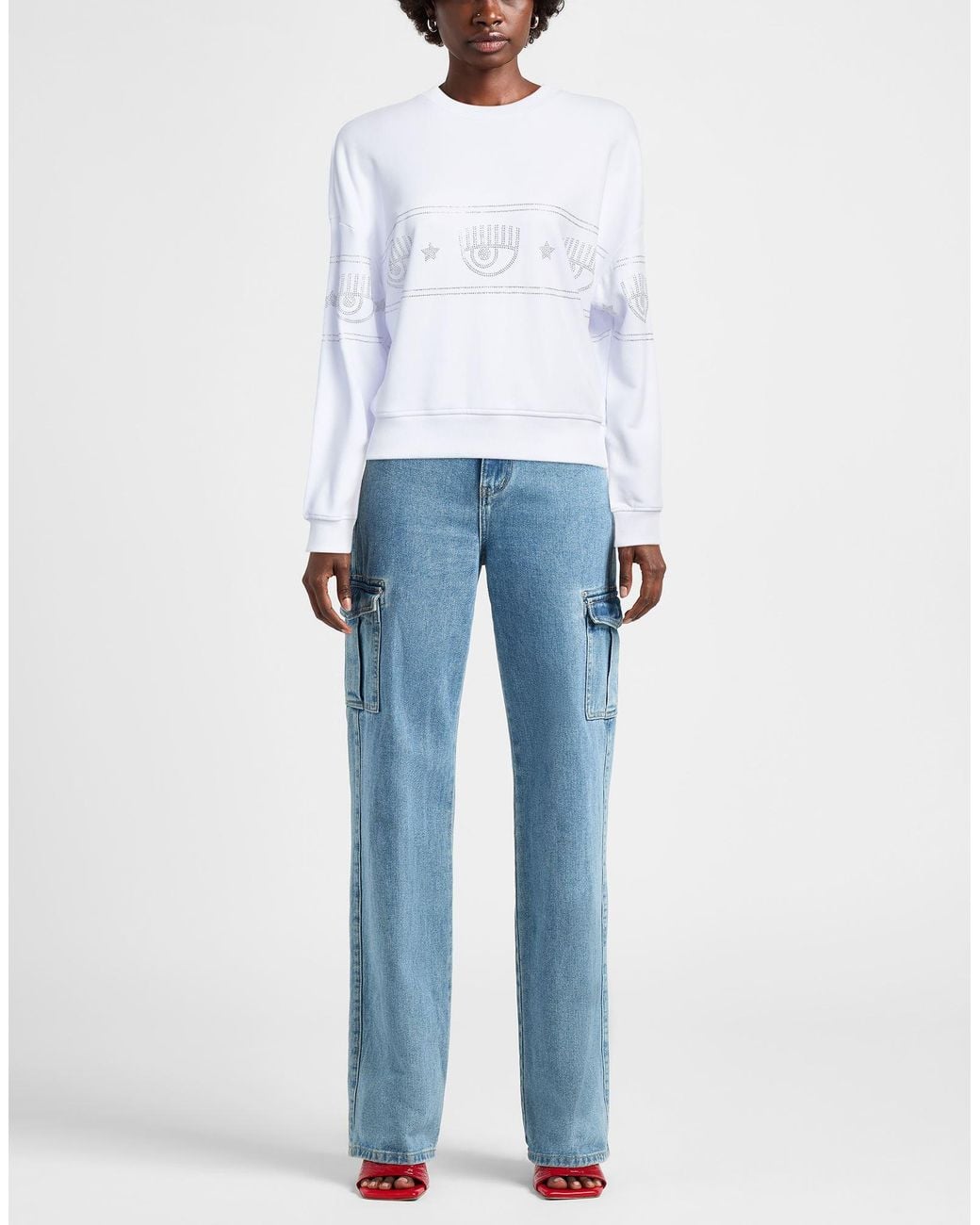Chiara Ferragni White Sweatshirt Cotton, Elastane