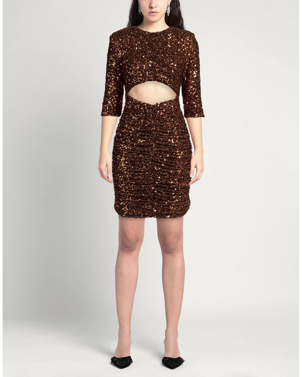 Babylon Brown Copper Mini Dress Polyester, Elastane