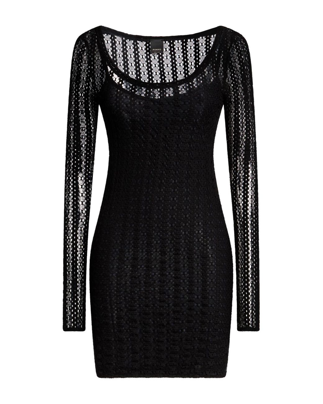 Pinko Black Mini Dress Cotton, Polyamide, Elastane