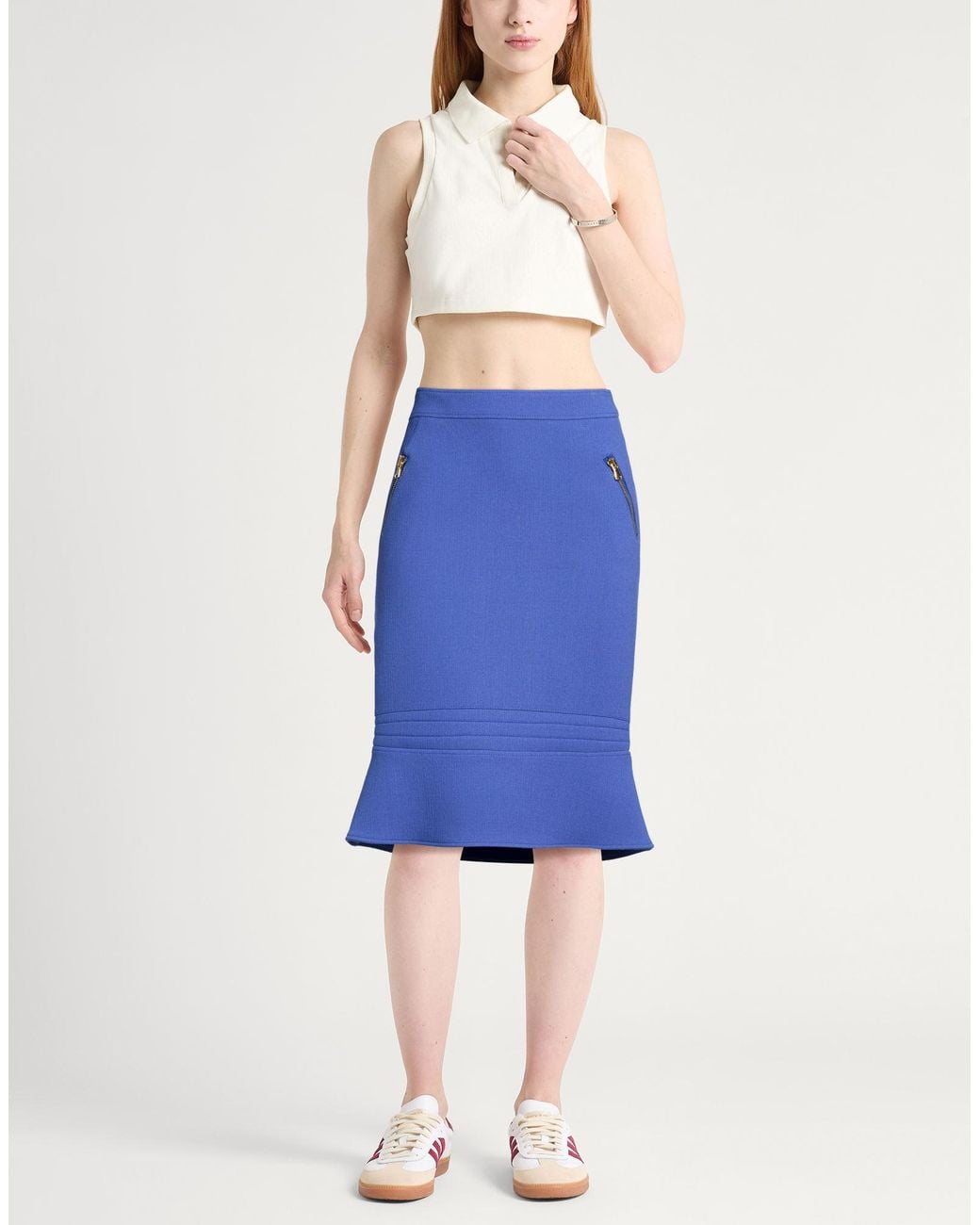 Moschino Blue Midi Skirt Virgin Wool, Polyamide, Elastane