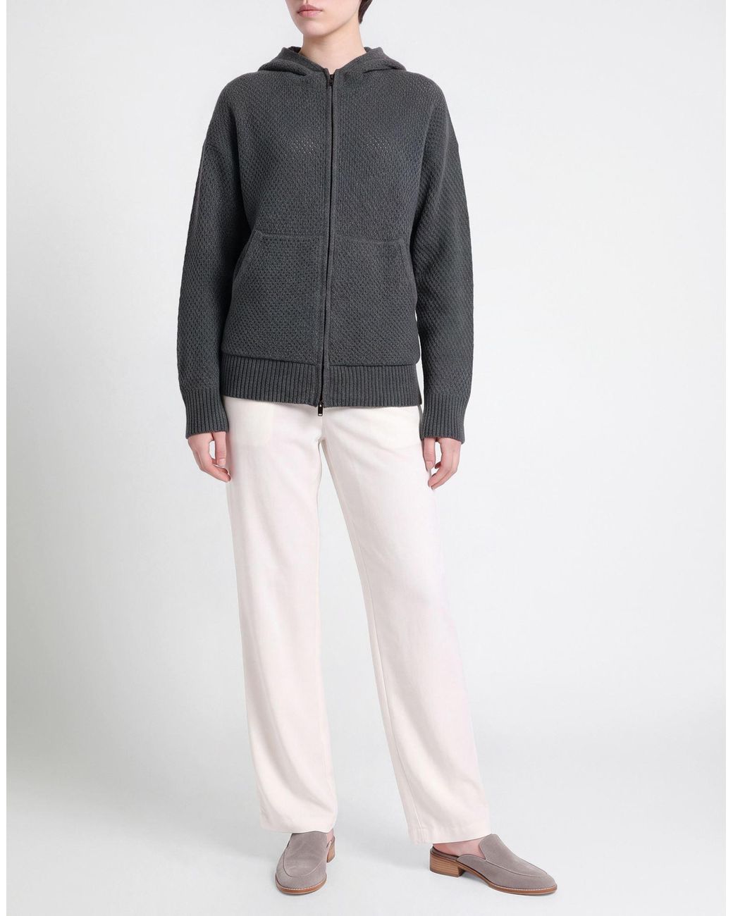 Fabiana Filippi Gray Charcoal Cardigan Virgin Wool, Silk, Cashmere