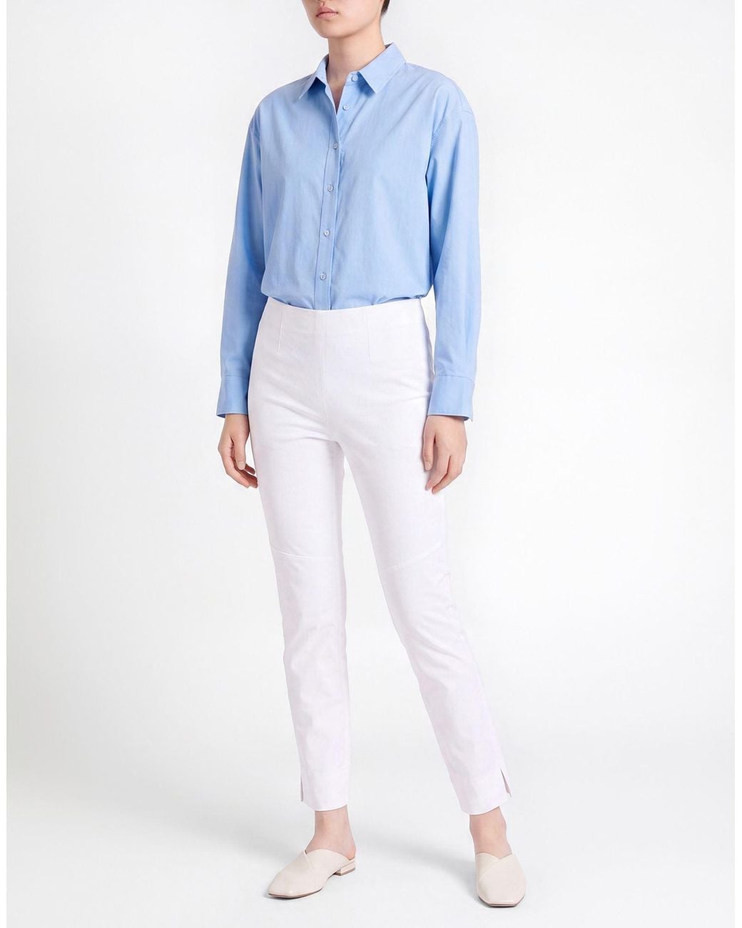 Seductive White Ivory Pants Cotton, Polyamide, Elastane