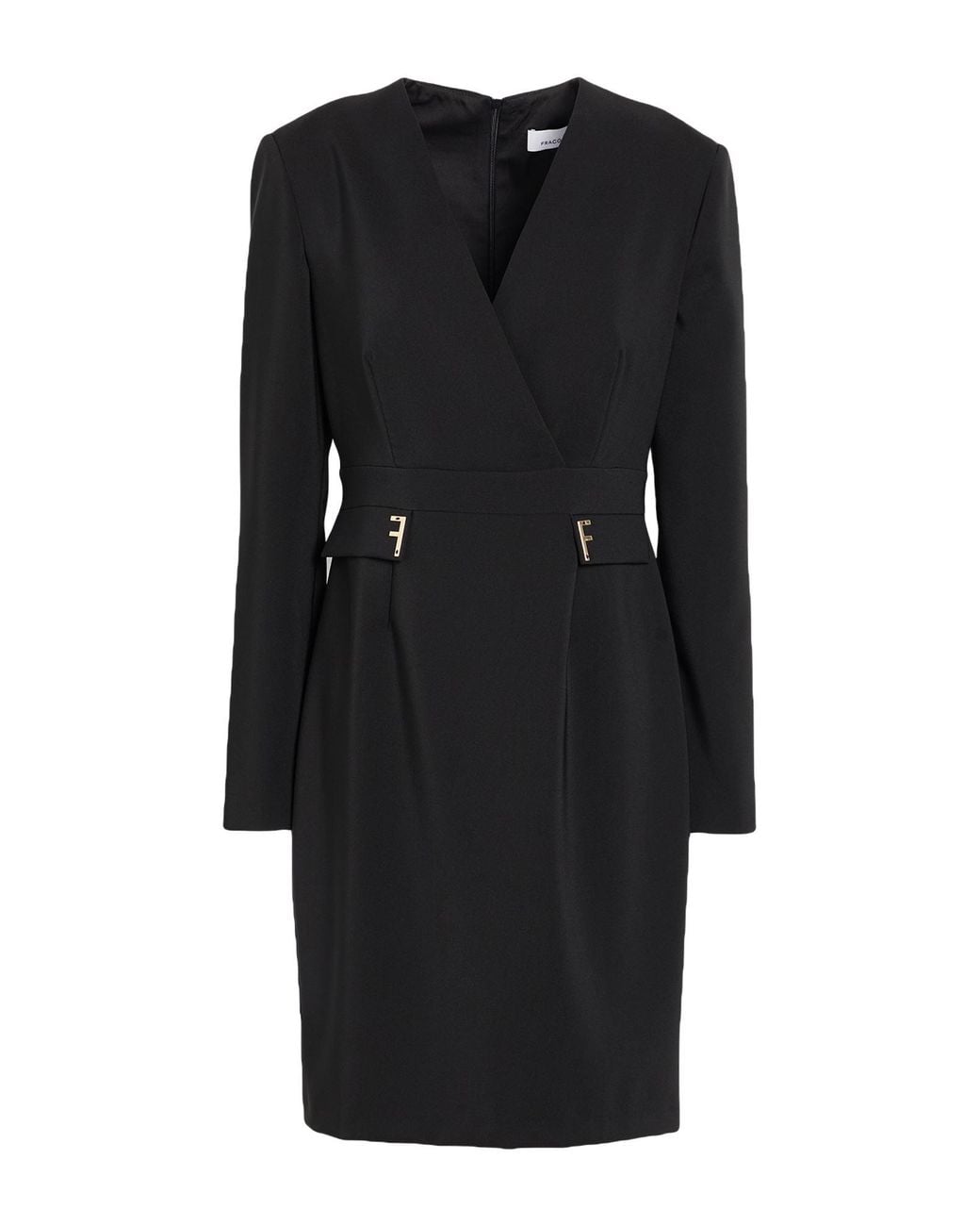 Fracomina Black Mini Dress Polyester, Elastane