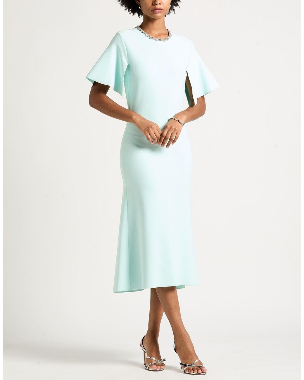 McQueen Blue Midi Dress Viscose, Polyester, Polyamide, Elastane
