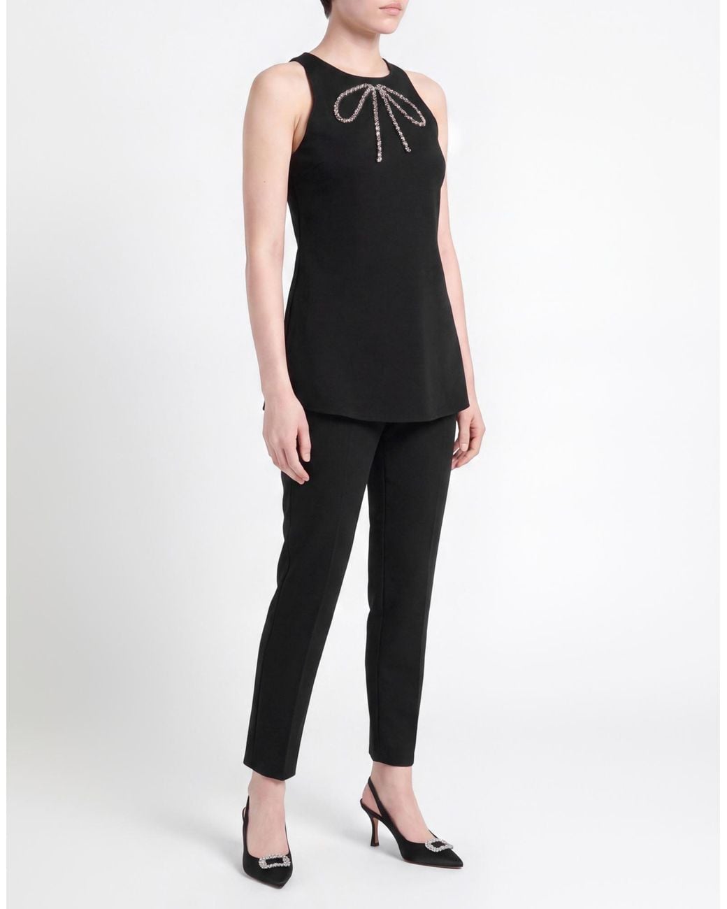 White Wise Black Tank Top Rayon, Polyamide, Elastane