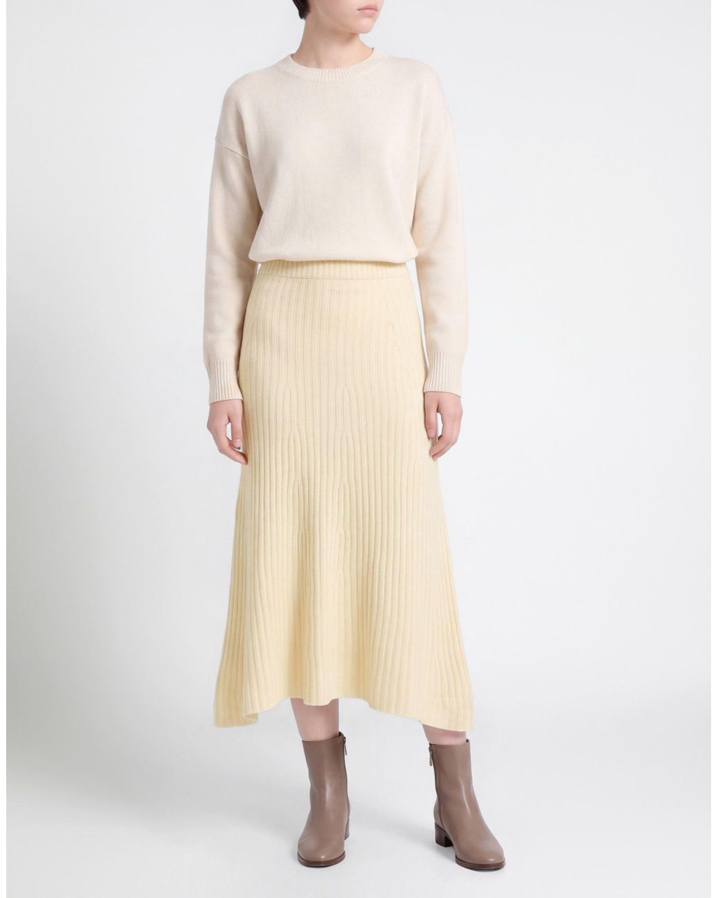 Twinset Natural Cream Midi Skirt Wool, Cashmere