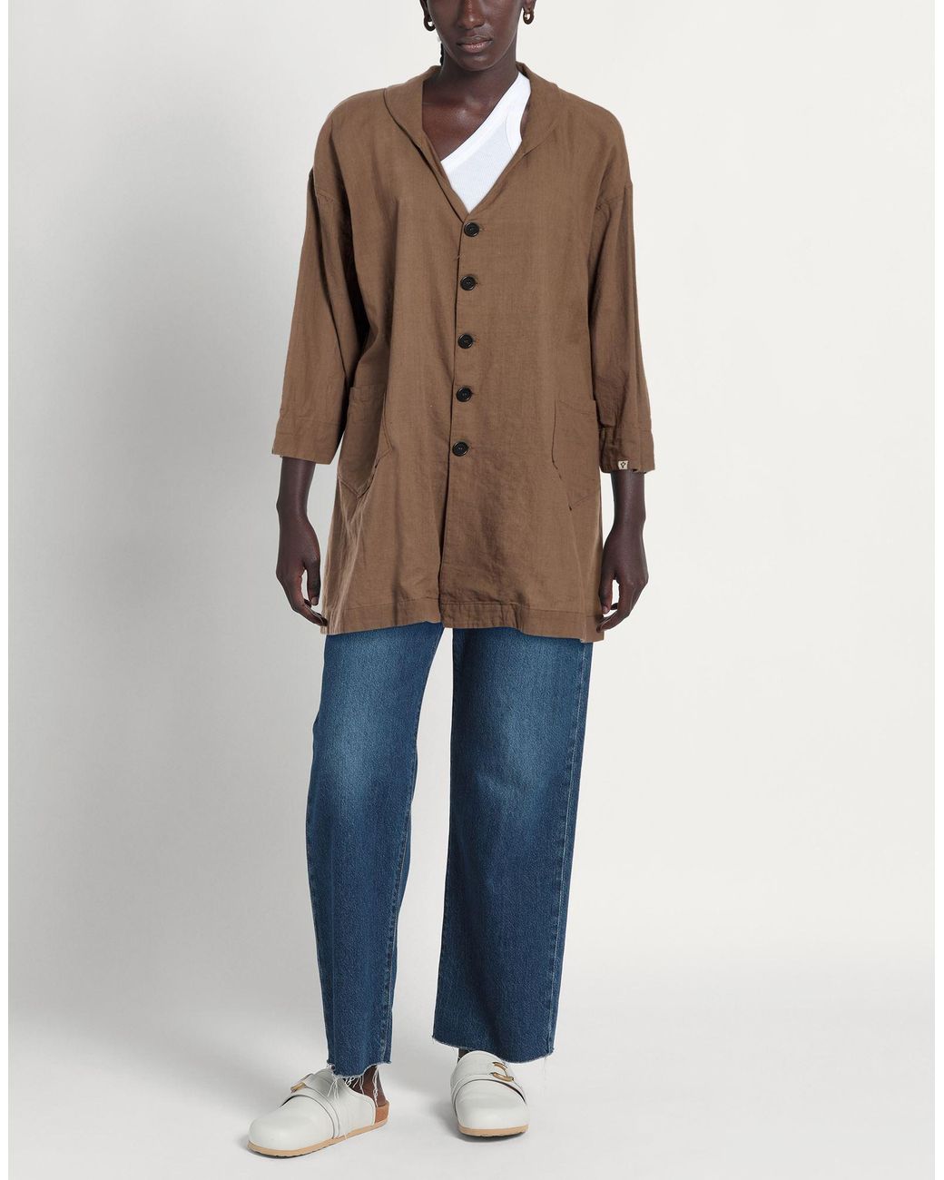 B'Sbee Brown Military Overcoat & Trench Coat Cotton