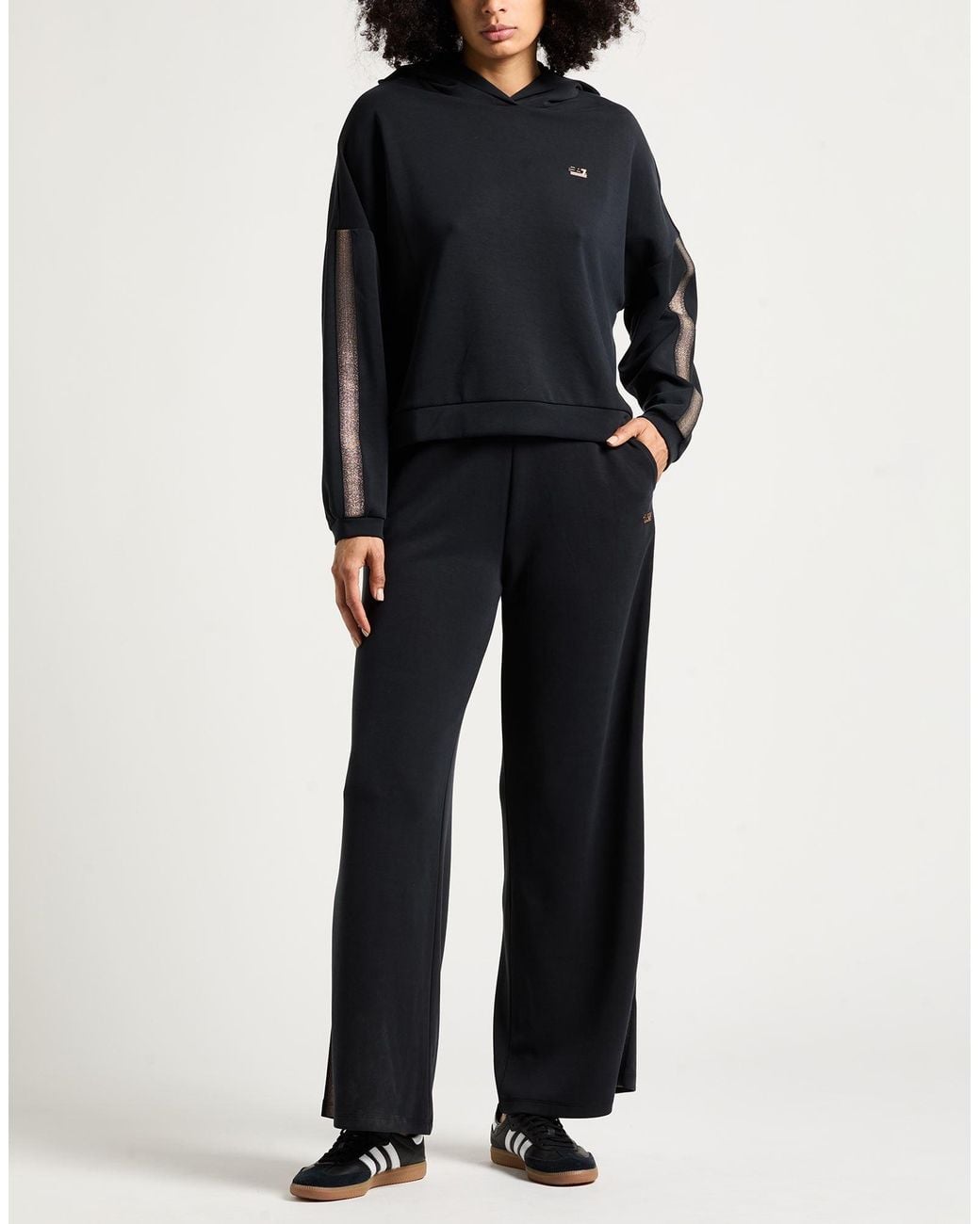 EA7 Black Tracksuit Polyester, Modal, Elastane