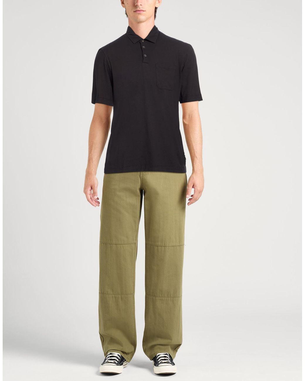 Alpha Studio Black Midnight Polo Shirt Cotton, Elastane for men