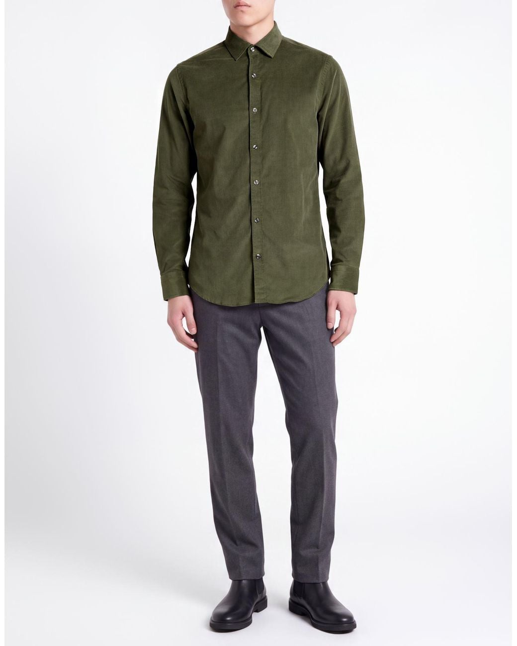 AT.P.CO Green Military Shirt Cotton, Elastane for men