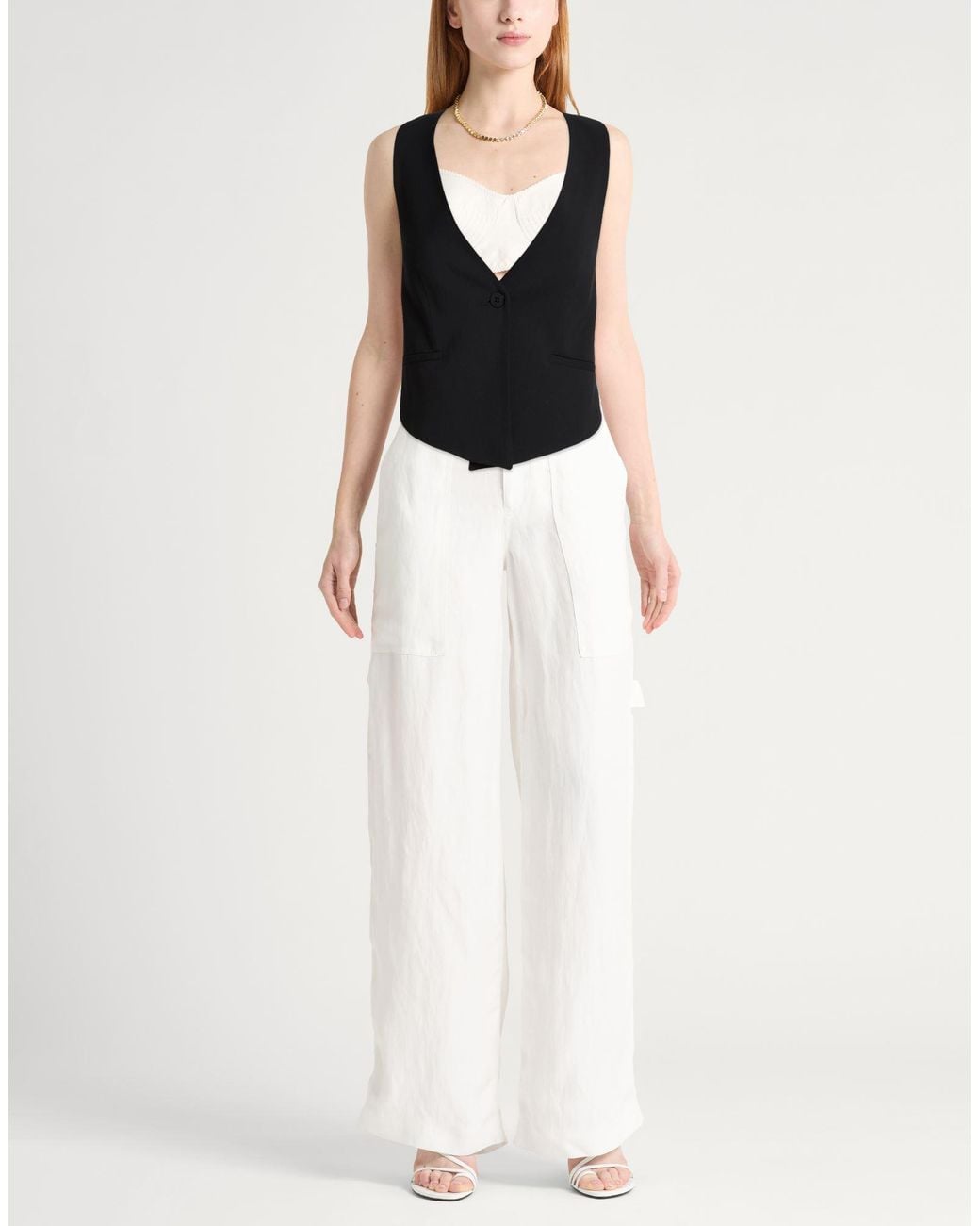 Twinset Black Tailored Vest Viscose, Polyester, Elastane