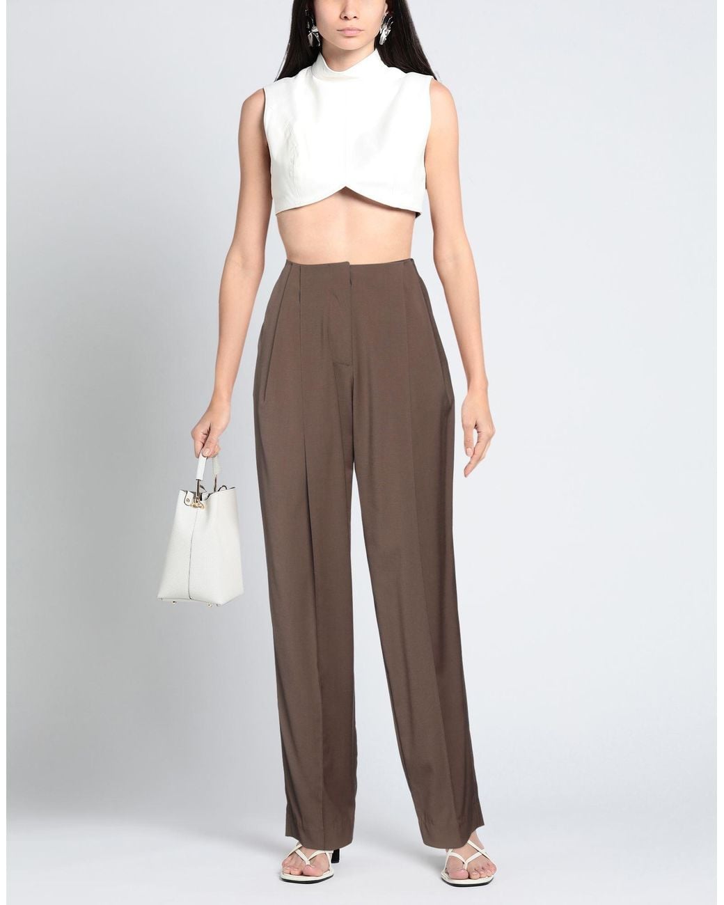 Low Classic Brown Khaki Pants Wool, Polyester, Polyurethane