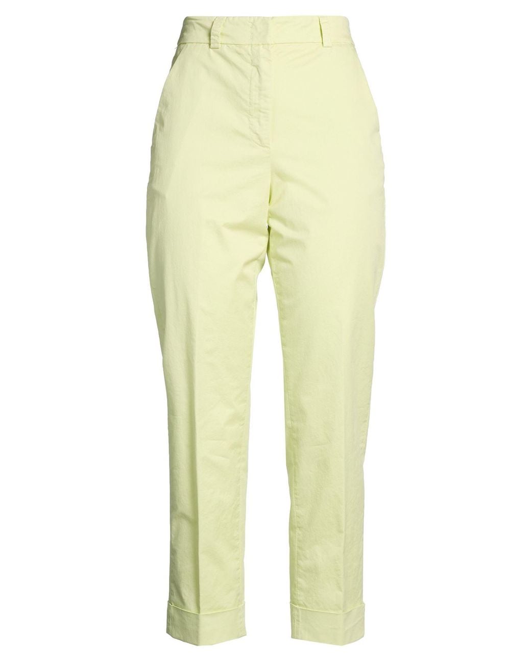 Peserico Yellow Lime Pants Cotton, Elastane