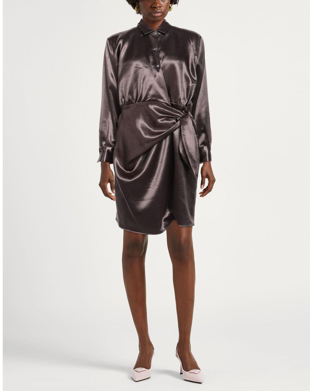 Caliban Brown Dark Mini Dress Polyester