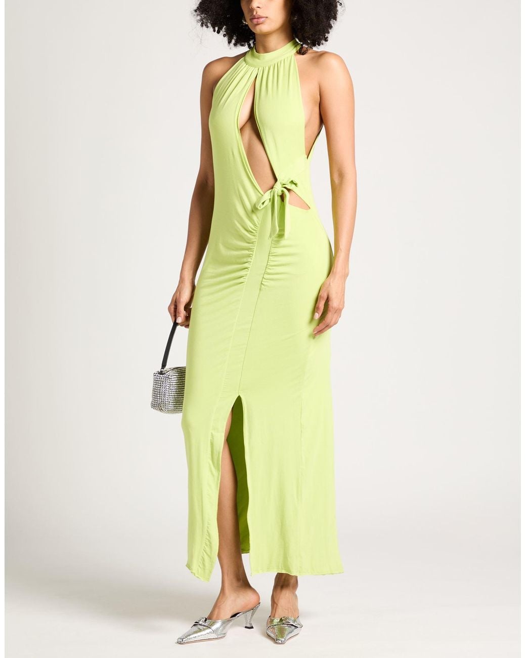 ROTATE BIRGER CHRISTENSEN Green Lime Maxi Dress Organic Cotton, Modal, Elastane