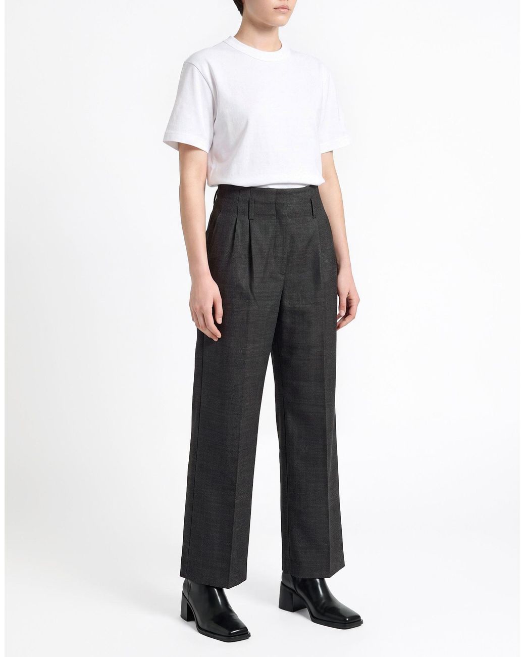 Forte_forte Black Charcoal Pants Virgin Wool, Cotton