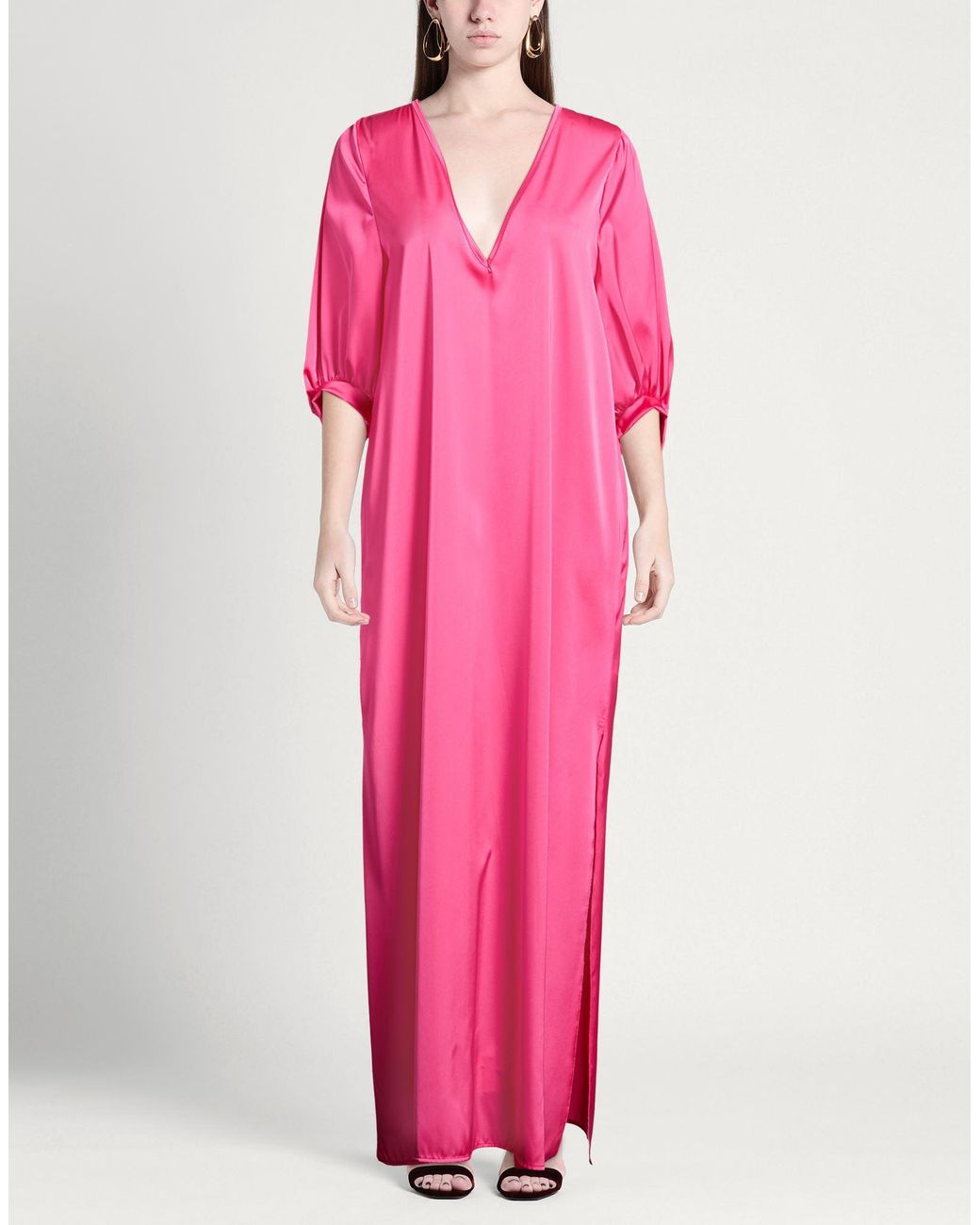 Soallure Pink Fuchsia Maxi Dress Polyester, Elastane