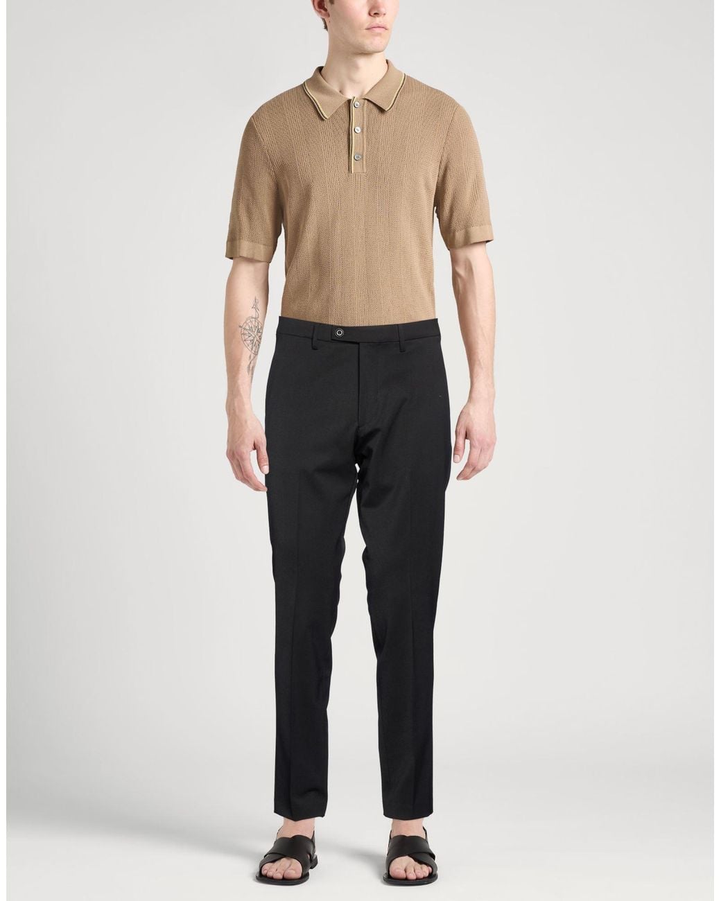 Michael Coal Black Pants Polyester, Virgin Wool, Elastane for men