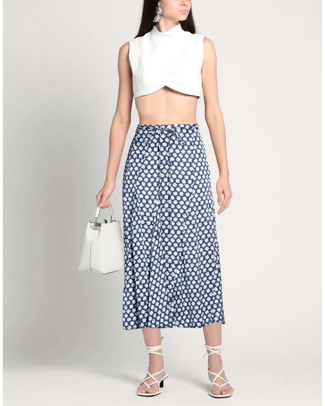 Maje Blue Midi Skirt Viscose