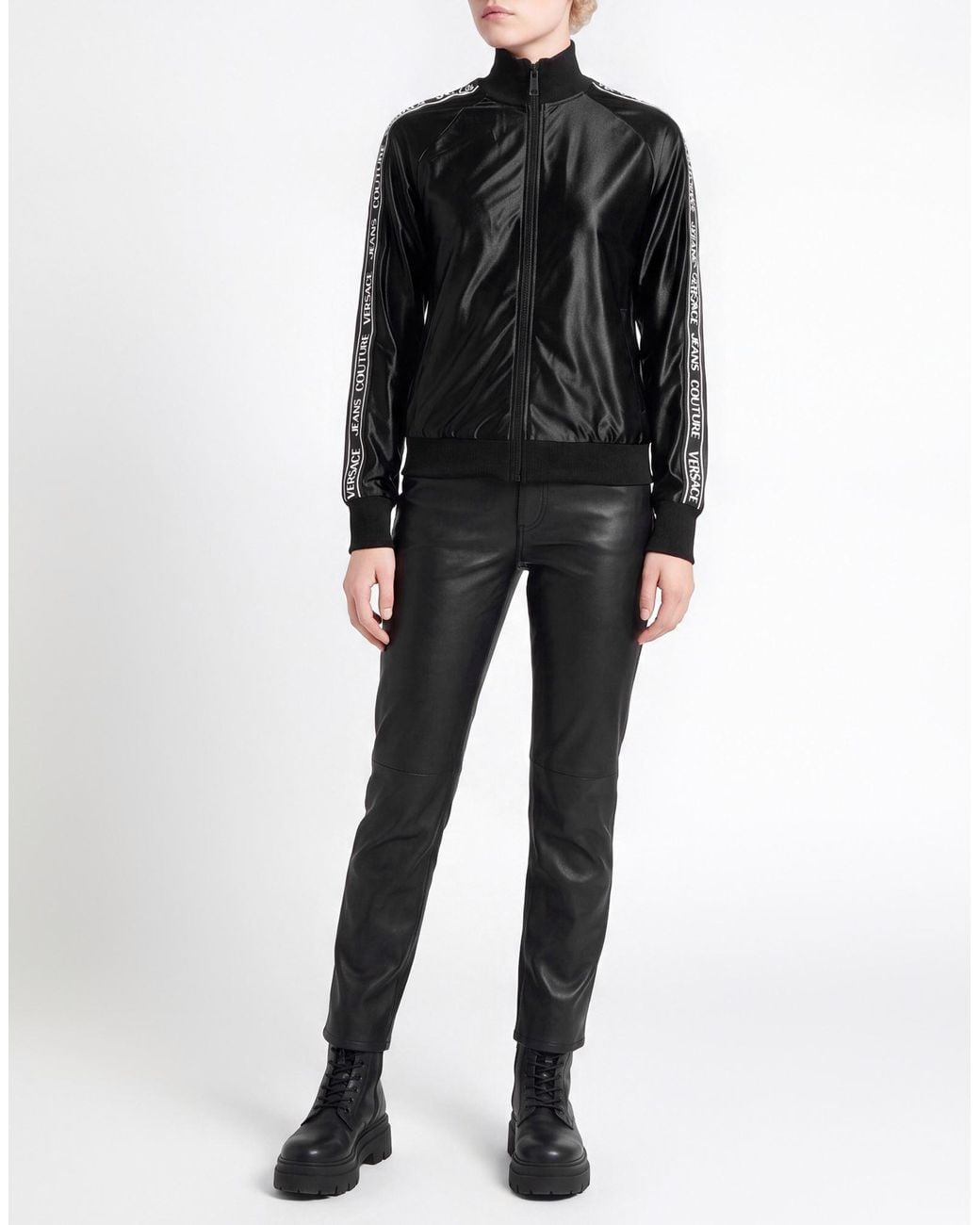 Versace Jeans Couture Black Sweatshirt Polyester, Elastane