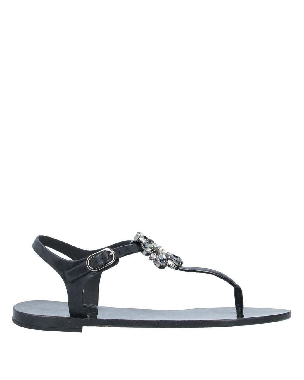 Dolce & Gabbana Black Embellished Flat Sandals