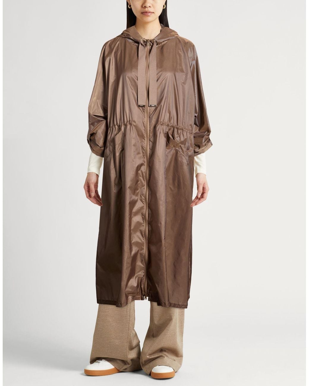 Herno Brown Overcoat & Trench Coat Polyamide, Polyester