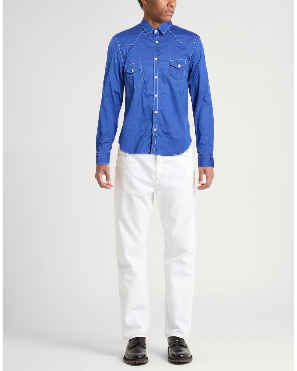 Paolo Pecora Blue Shirt Cotton for men