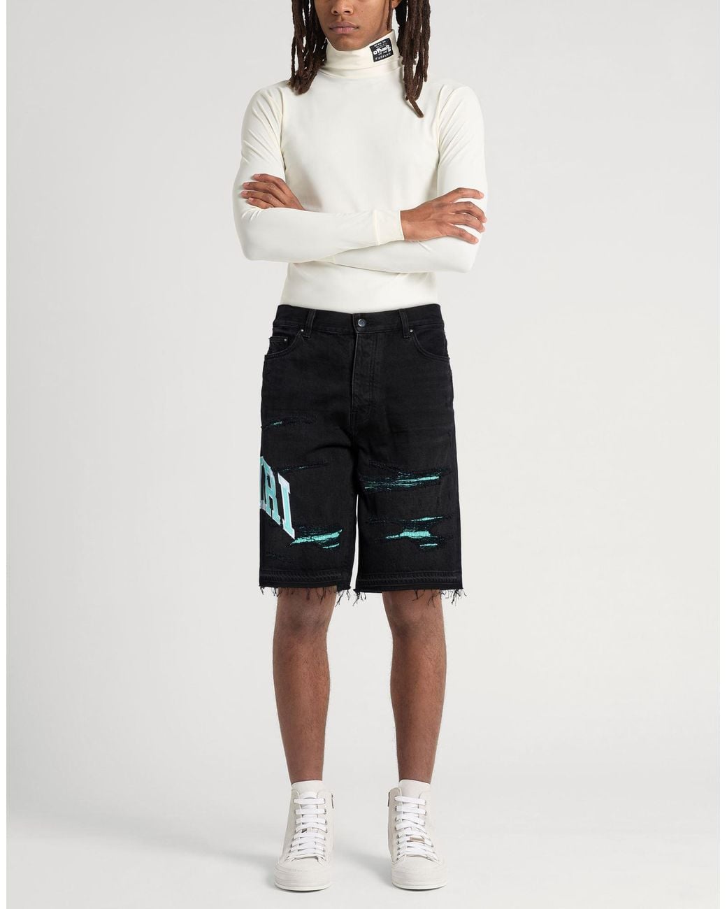 Amiri Black Denim Shorts Cotton for men