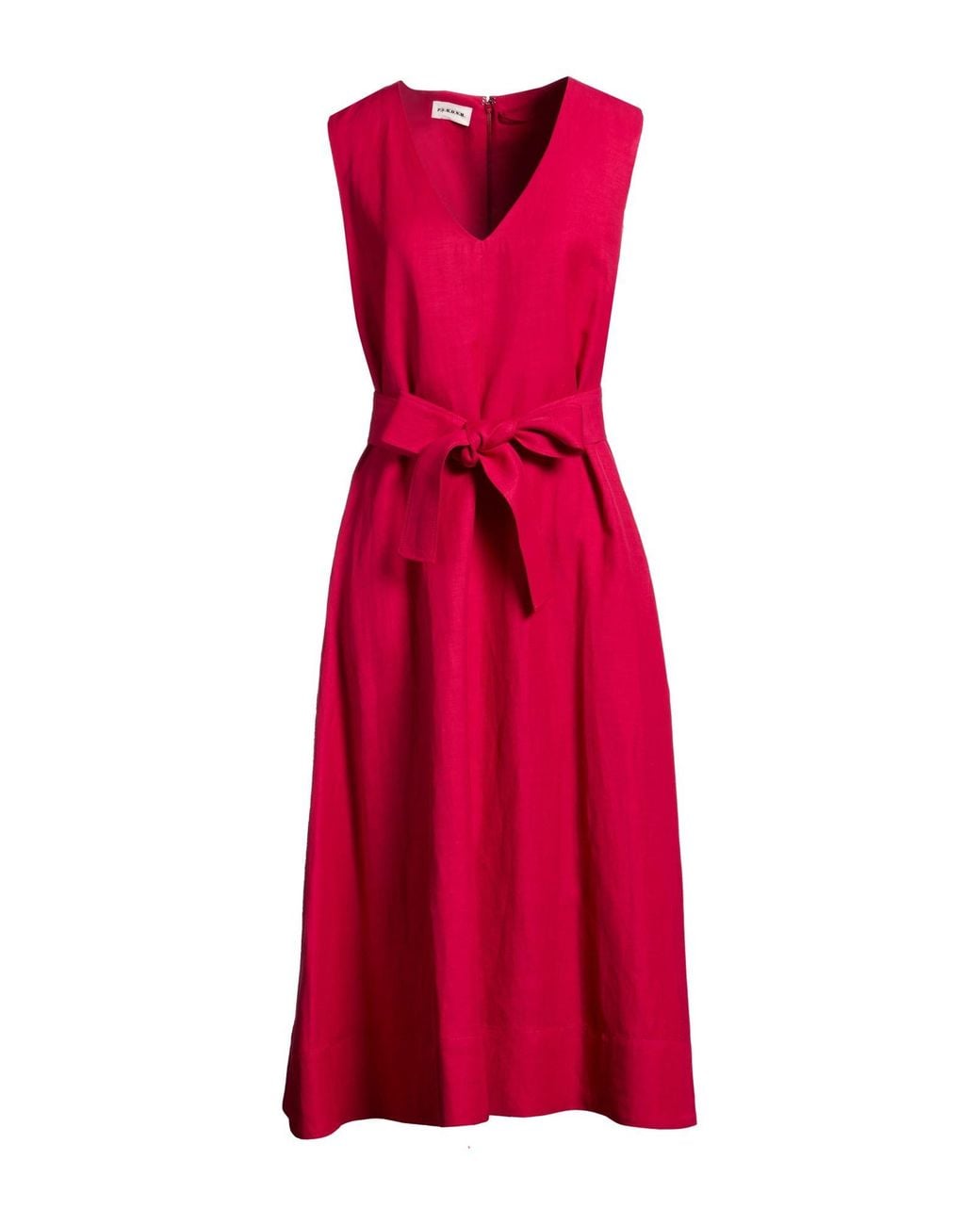 P.A.R.O.S.H. Red P.A.R.O..H. Midi Dress Viscose, Linen