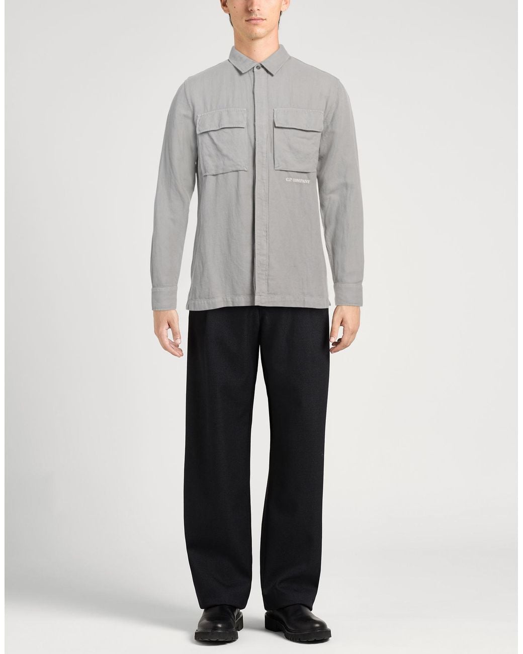 C P Company Gray Light Shirt Cotton, Linen for men