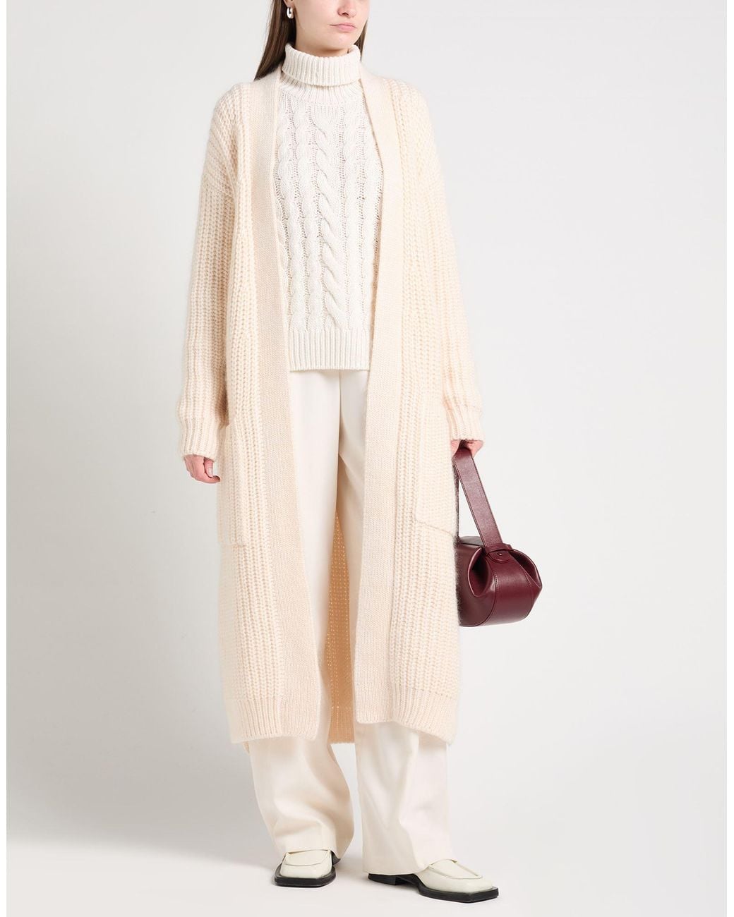 Dondup White Cardigan Wool, Mohair Wool, Polyamide