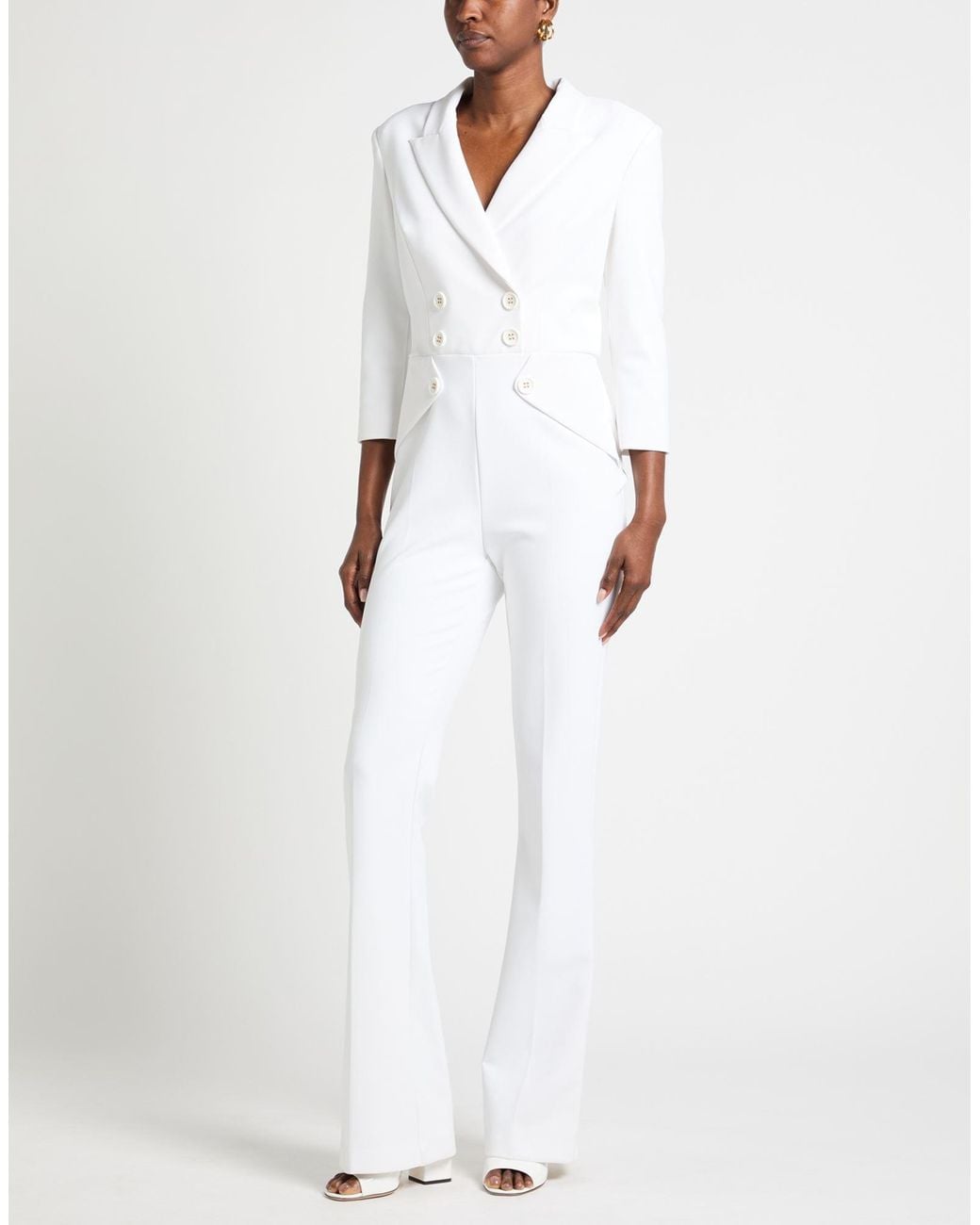 Elisabetta Franchi White Jumpsuit Polyester, Elastane