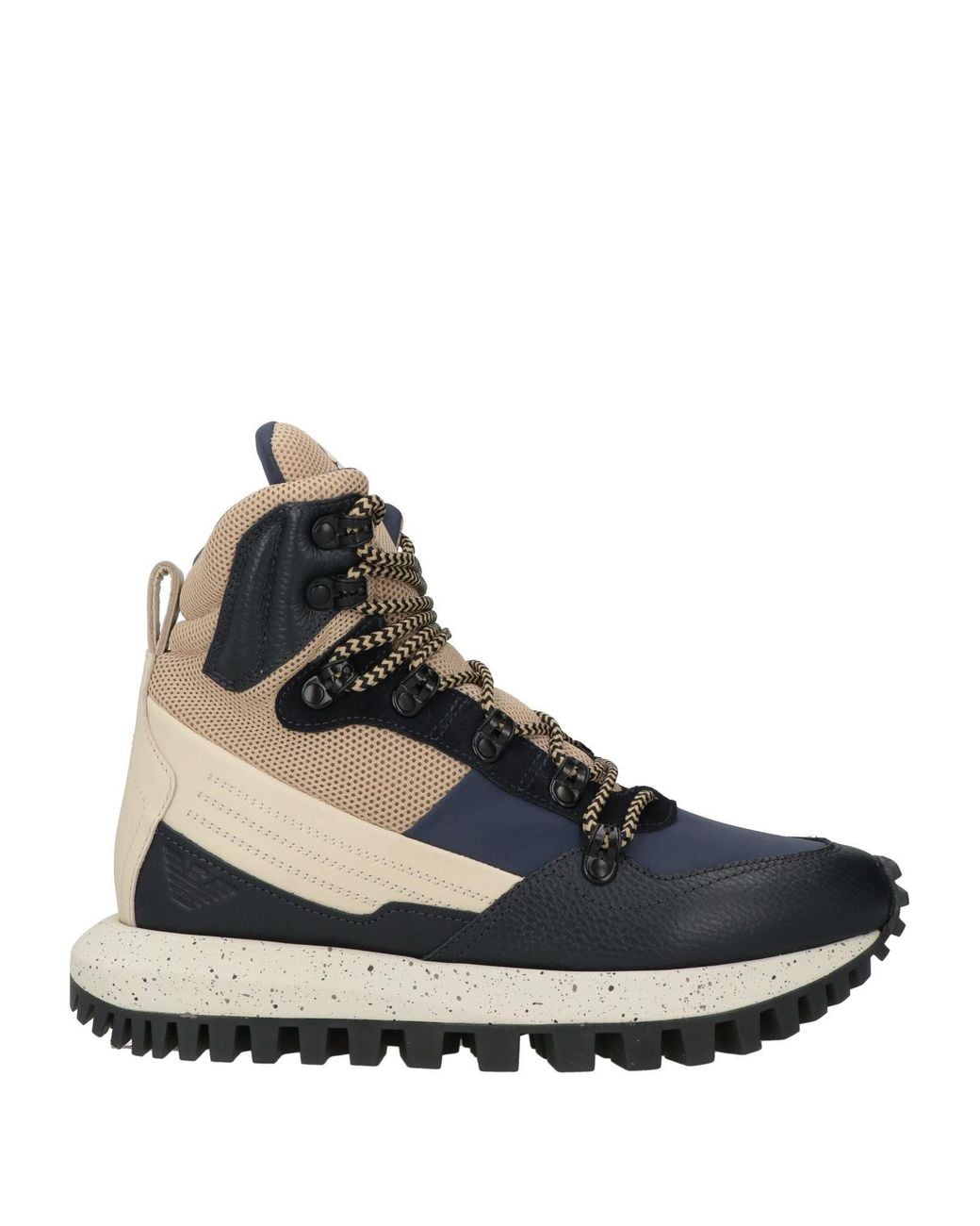 Emporio Armani Blue Ankle Boots Cow Leather, Textile Fibers for men