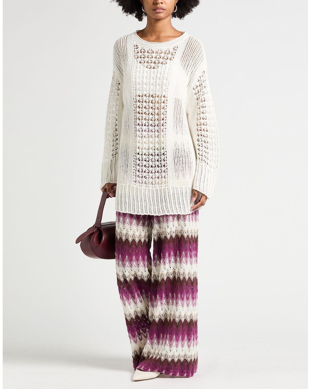 Malo White Sweater Hemp