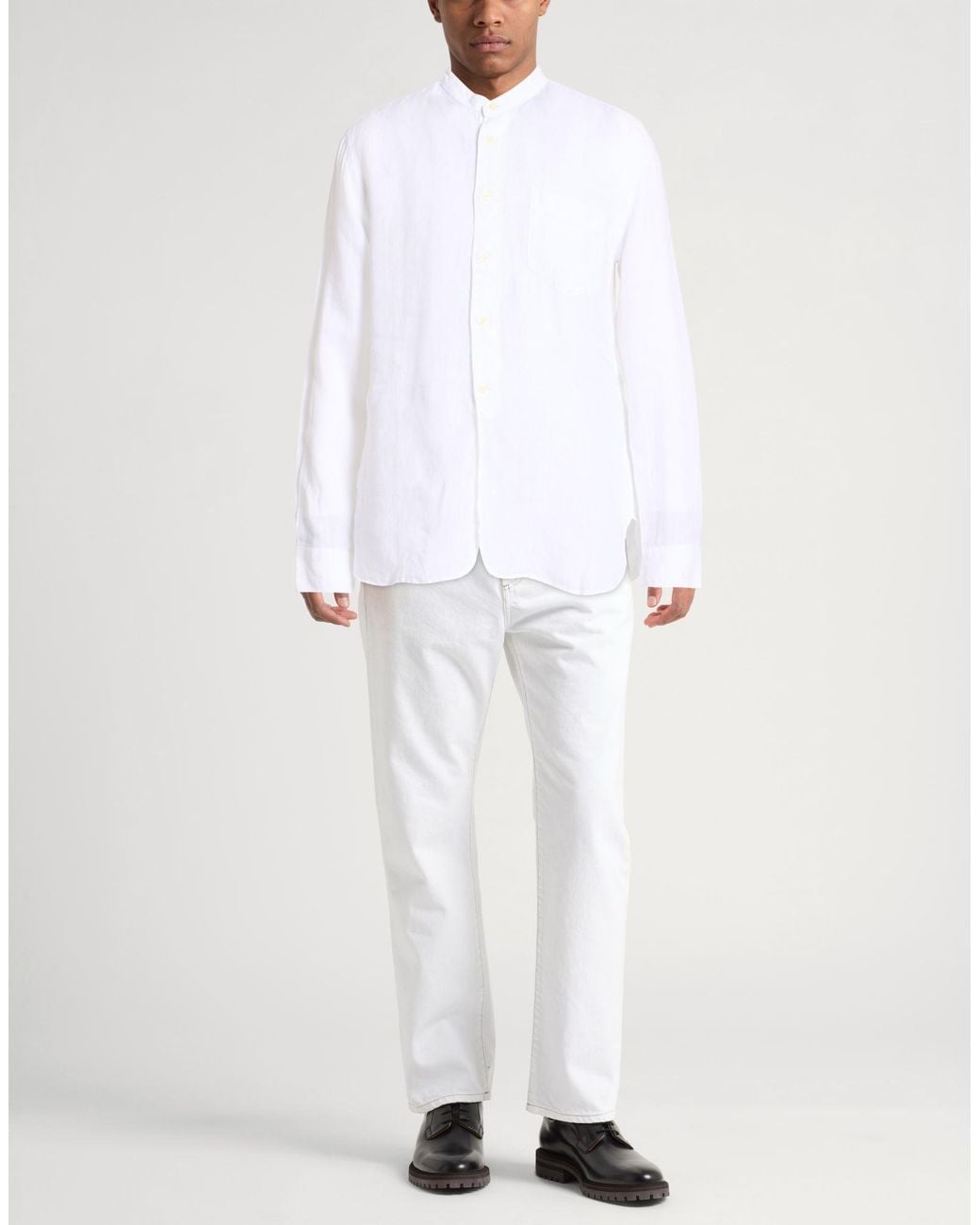 120% Lino White Shirt Linen for men