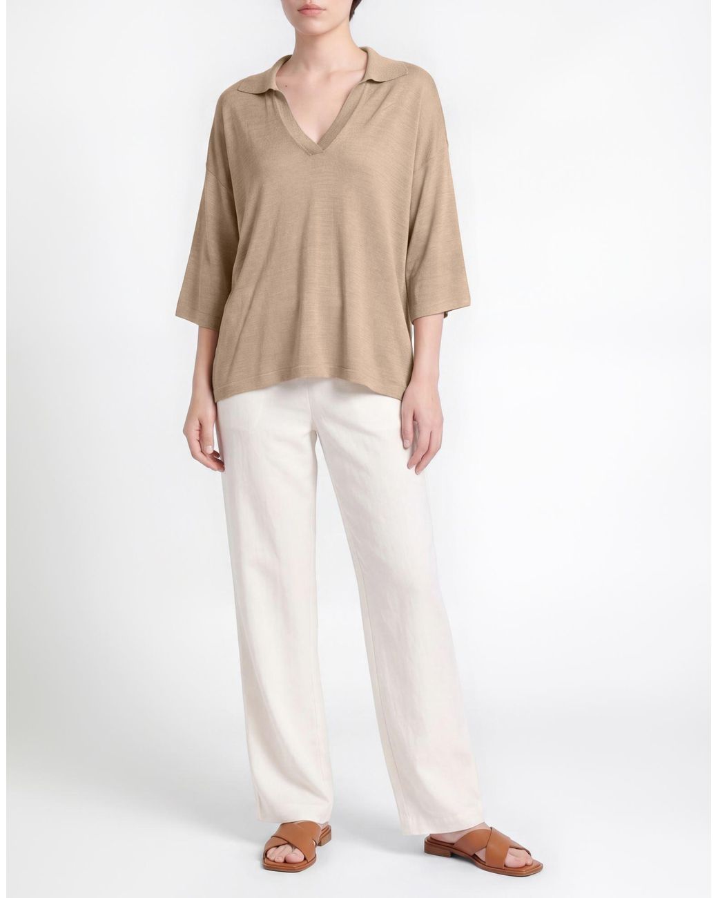 FILIPPO DE LAURENTIIS Natural Taupe Sweater Silk