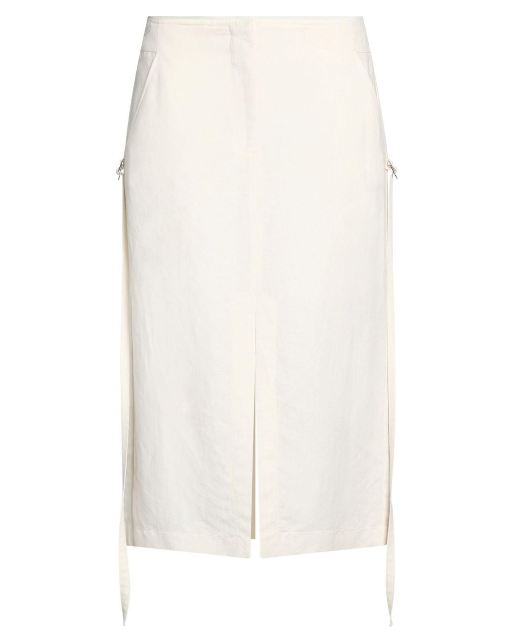 Patrizia Pepe White Ivory Midi Skirt Viscose, Linen
