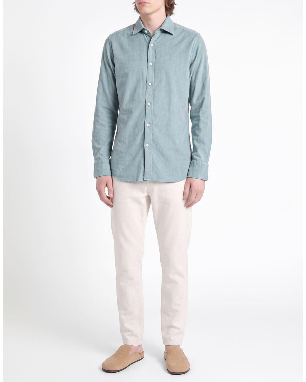 Tintoria Mattei 954 Blue Slate Shirt Cotton, Elastane for men