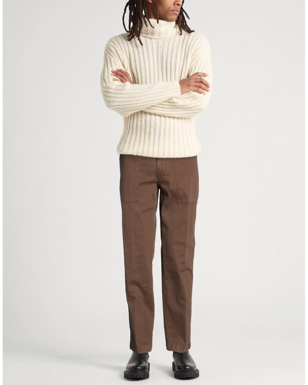 White Sand Brown Pants for men
