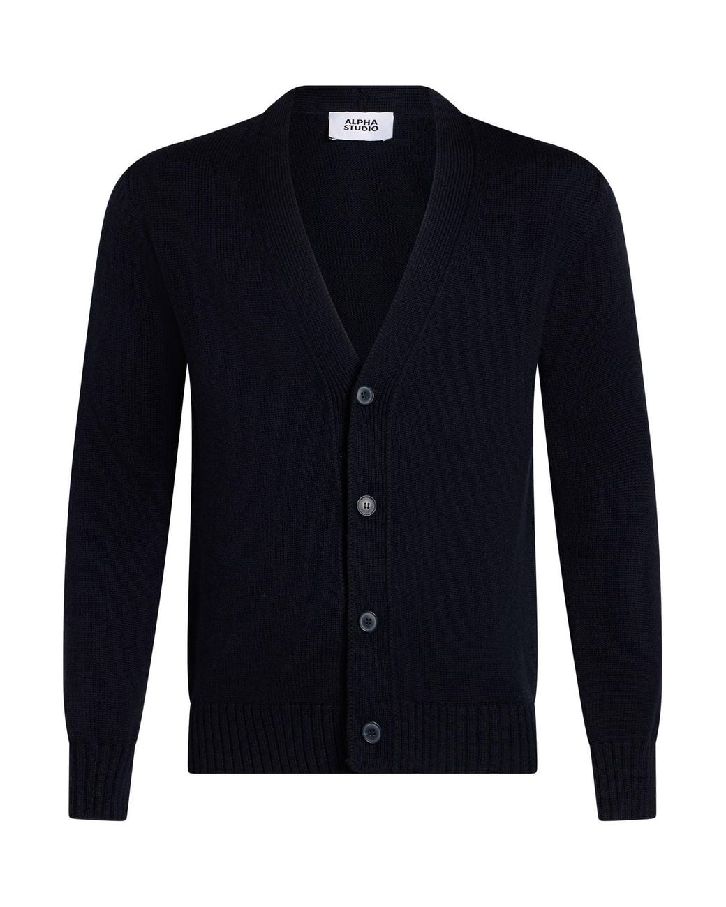 Alpha Studio Blue Cardigan Merino Wool for men