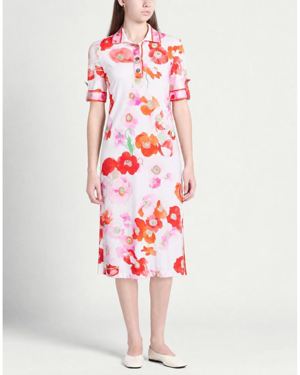 LEONARD Paris Red Midi Dress