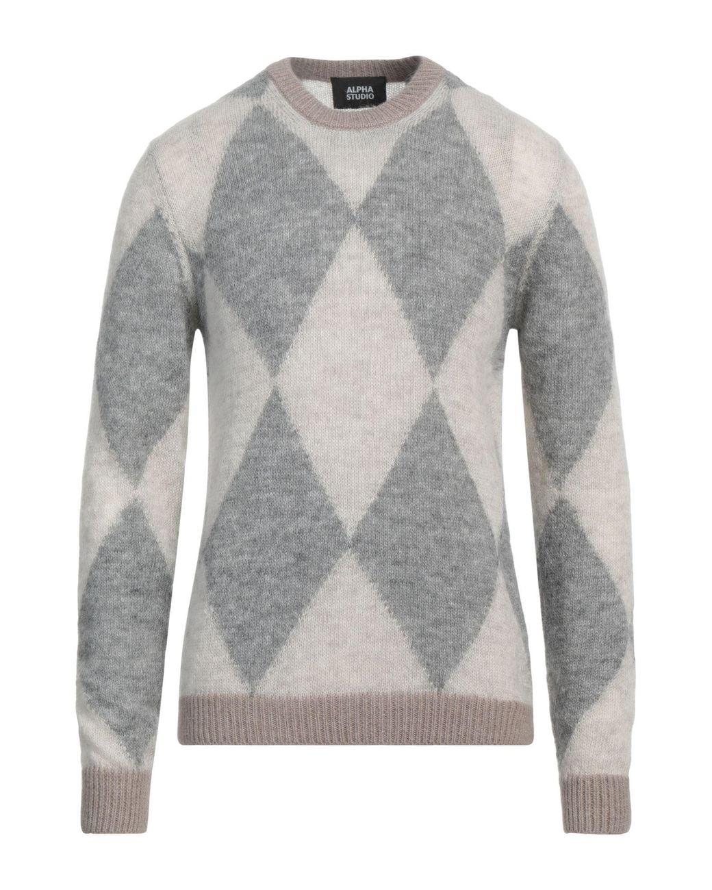 Alpha Studio Gray Taupe Sweater Mohair Wool, Polyamide, Polyester, Acrylic, Alpaca Wool for men