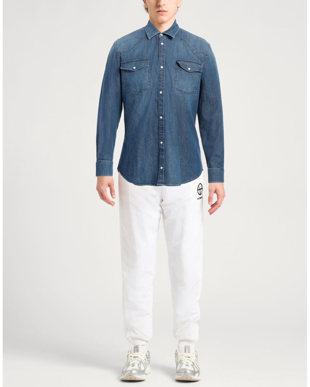 Dondup Blue Denim Shirt Cotton, Elastane for men
