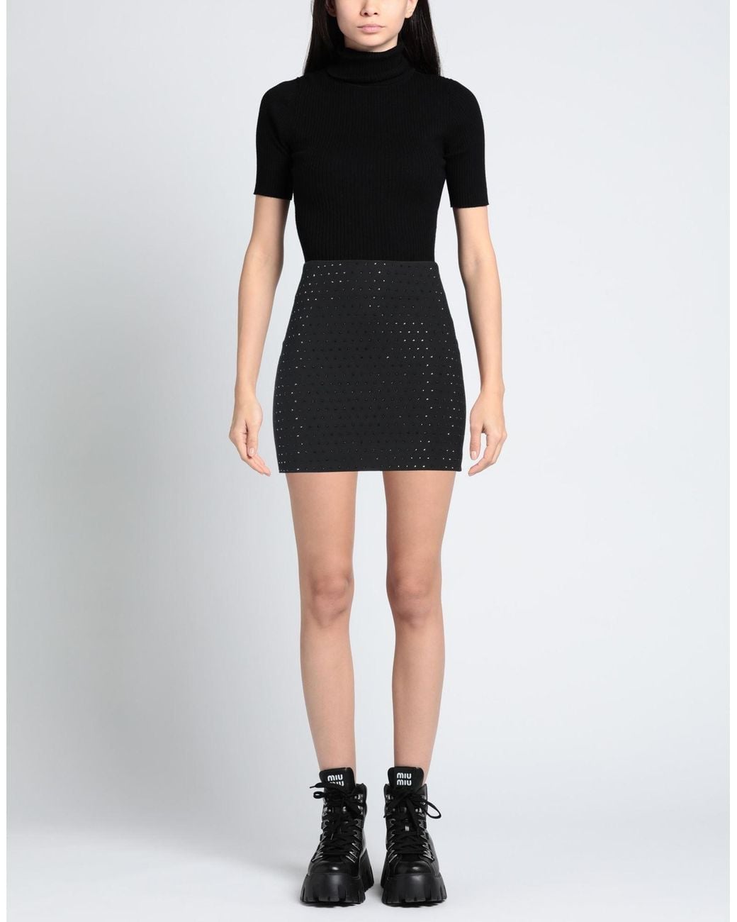 ANDAMANE Black Mini Skirt Polyester, Virgin Wool, Elastane