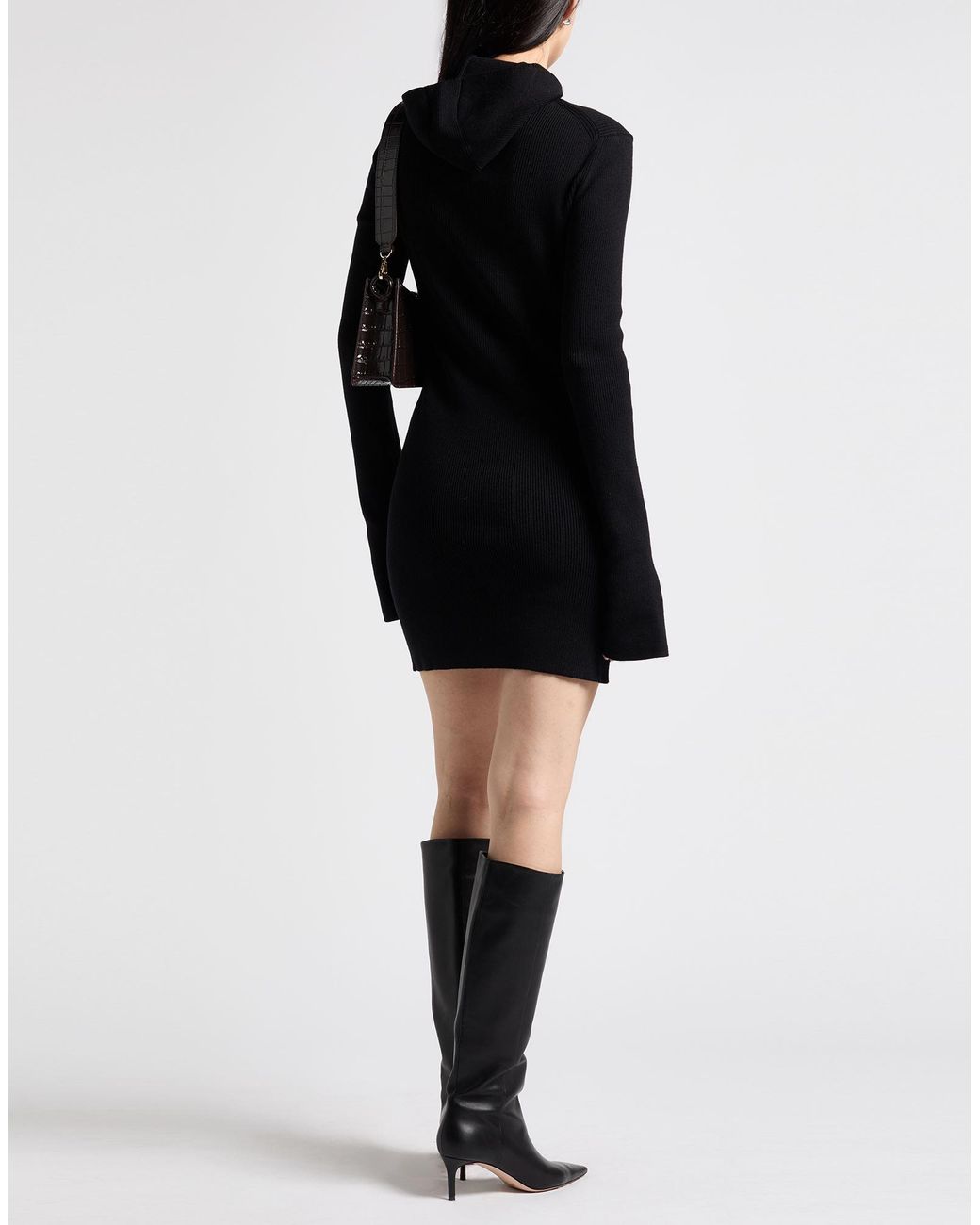 Fendi Black Mini Dress Wool, Silk, Polyamide, Elastane