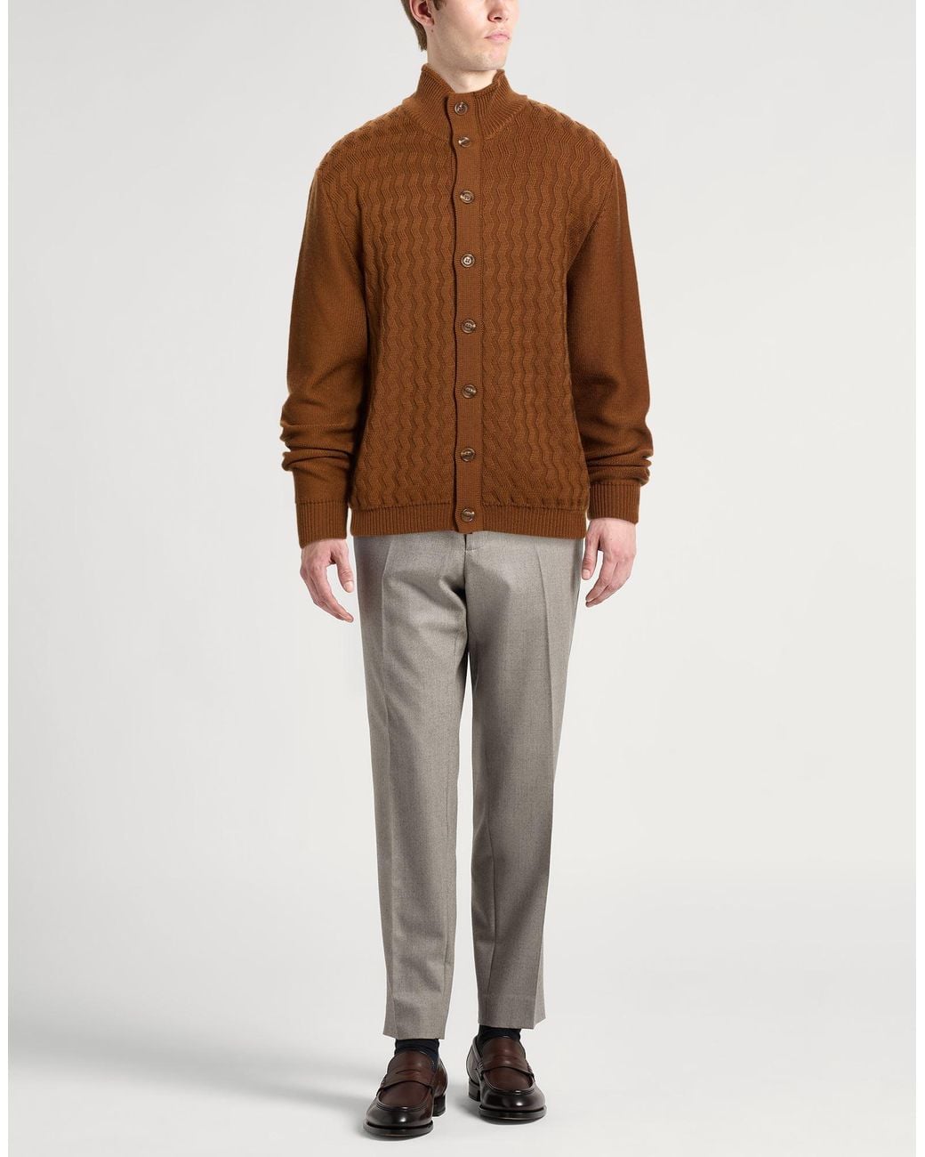 Daniele Fiesoli Brown Cardigan Virgin Wool for men