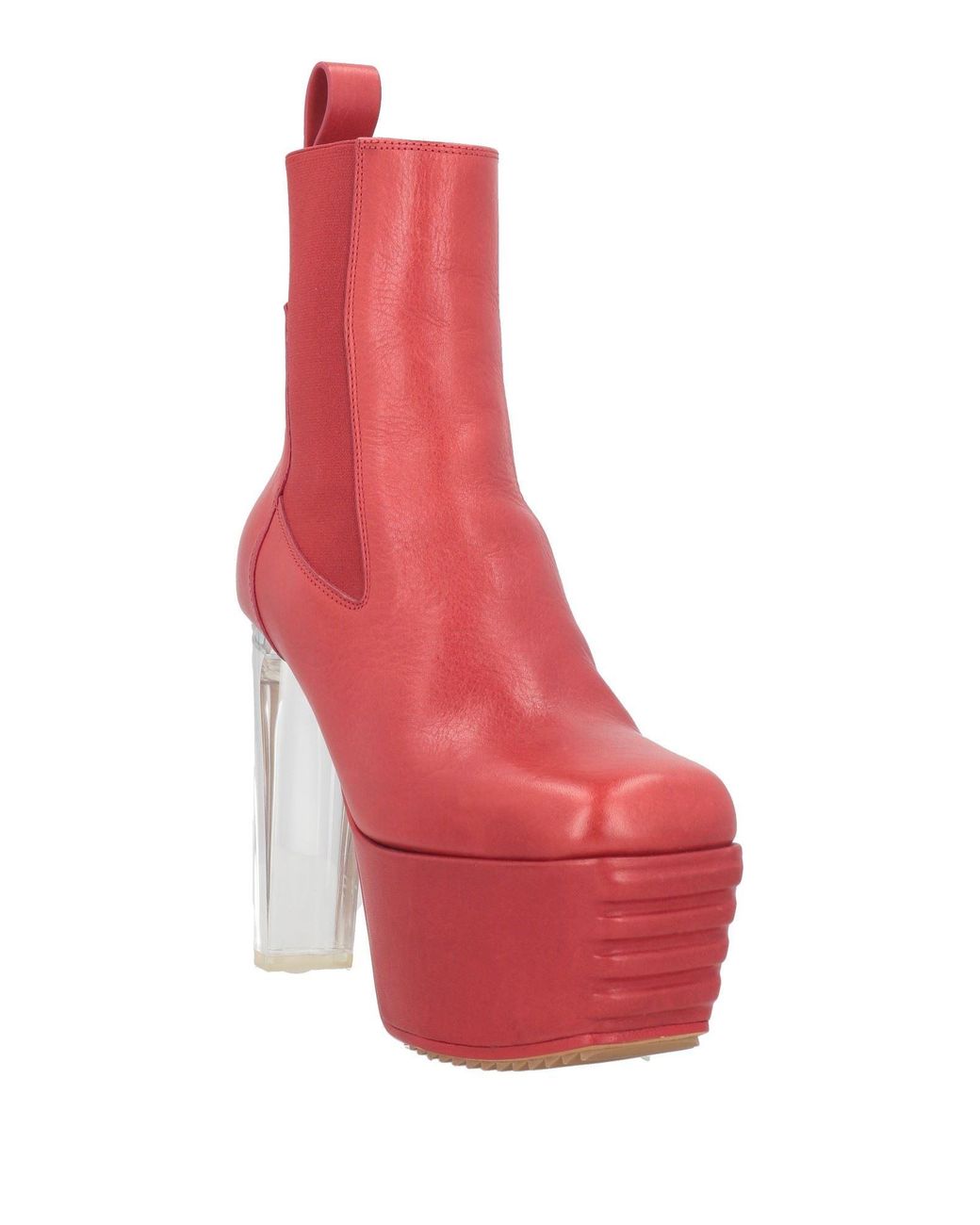 Rick Owens Red Ankle Boots
