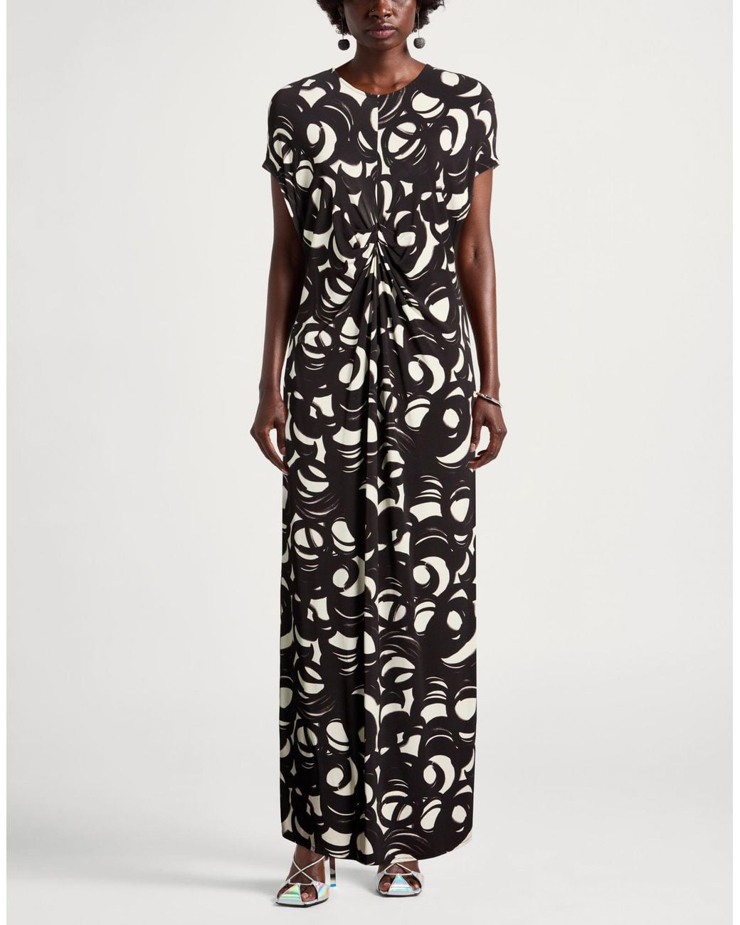 Alpha Studio Black Maxi Dress Viscose, Elastane